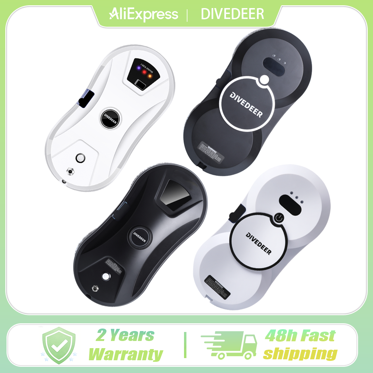 DIVEDEER Home intelligent cleaning robot with automatic water spraying function, anti drop magnetic glass cleaning machine