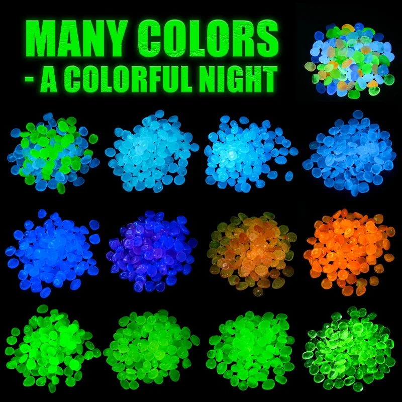 200 PCS GLOW In The Dark Garden Pebbles สําหรับทางเท้าสวนระเบียงสนามหญ้าสวน Patio Fish TANK Aquarium ตกแต่งหินเรืองแสง