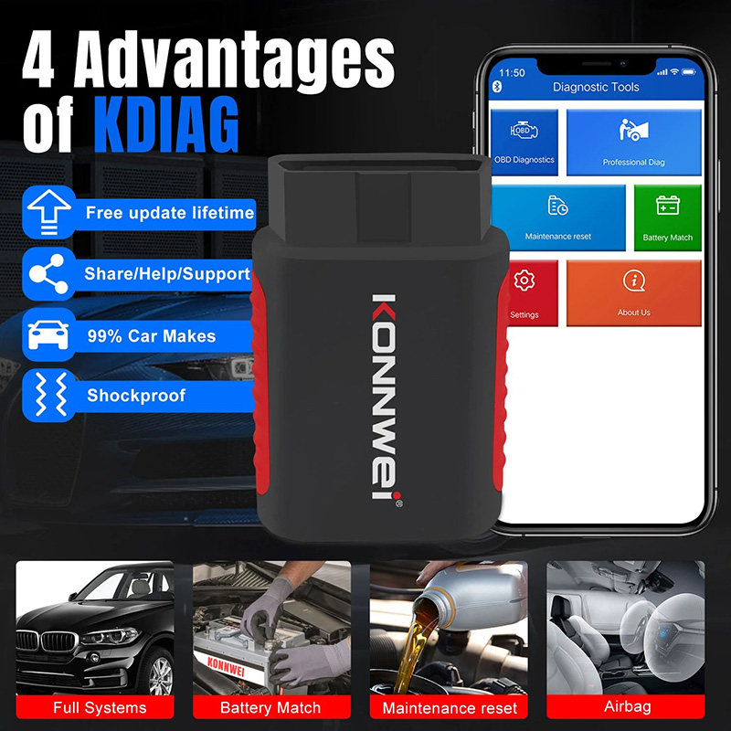 2026 KONNWEI KDIAG Volledige Systeem Auto Scanner Reset SAS EPB Service ECU Programmeur OBD OBD2 Auto Diagnostic Tool pk Thinkdiag MINI