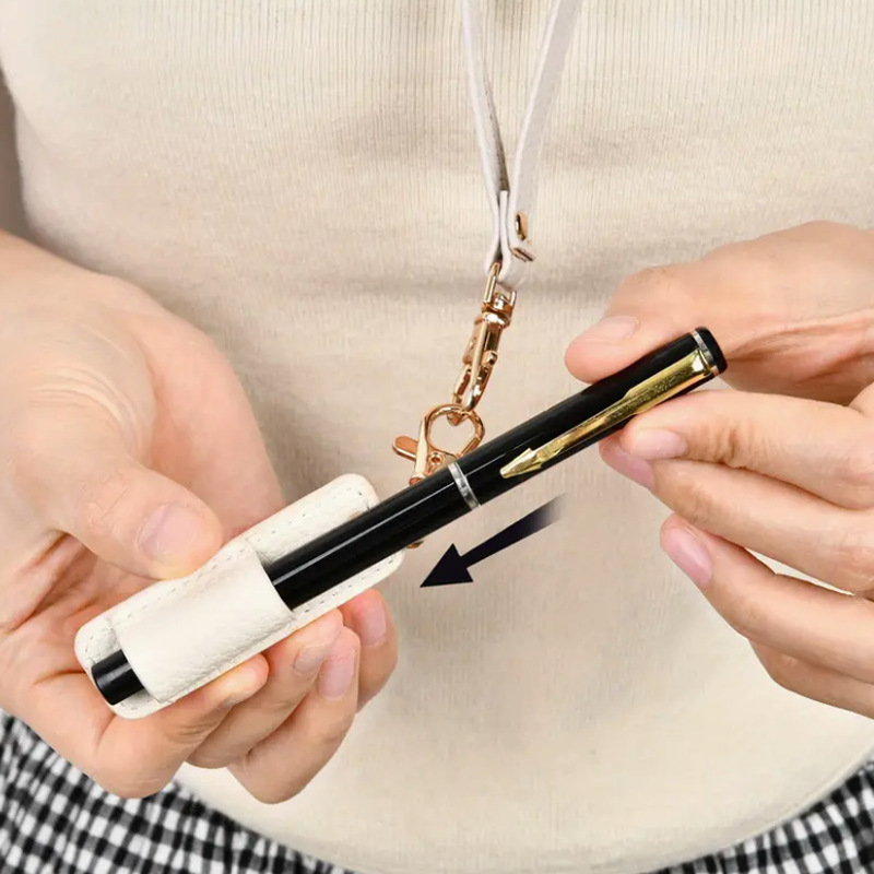 Neck Nurse Pen Clip Portable Keychain Compact Leather Pen Holder Office Pen Storage Clip