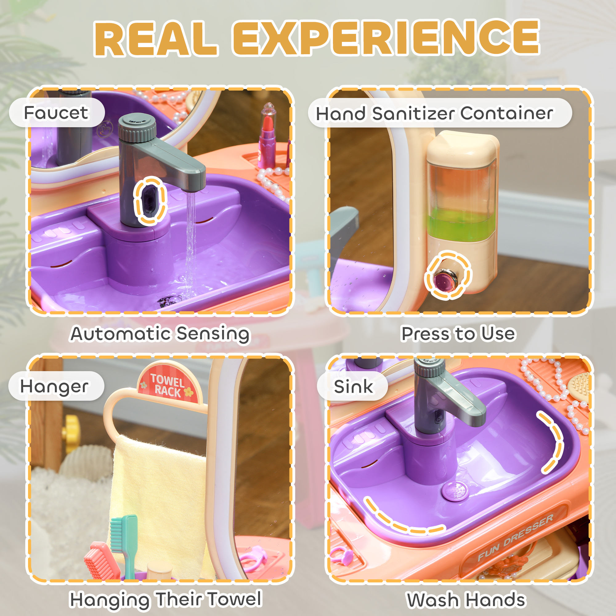 AIYAPLAY 3-6 jaar muziek LED-lichtspiegel kinderkaptafel