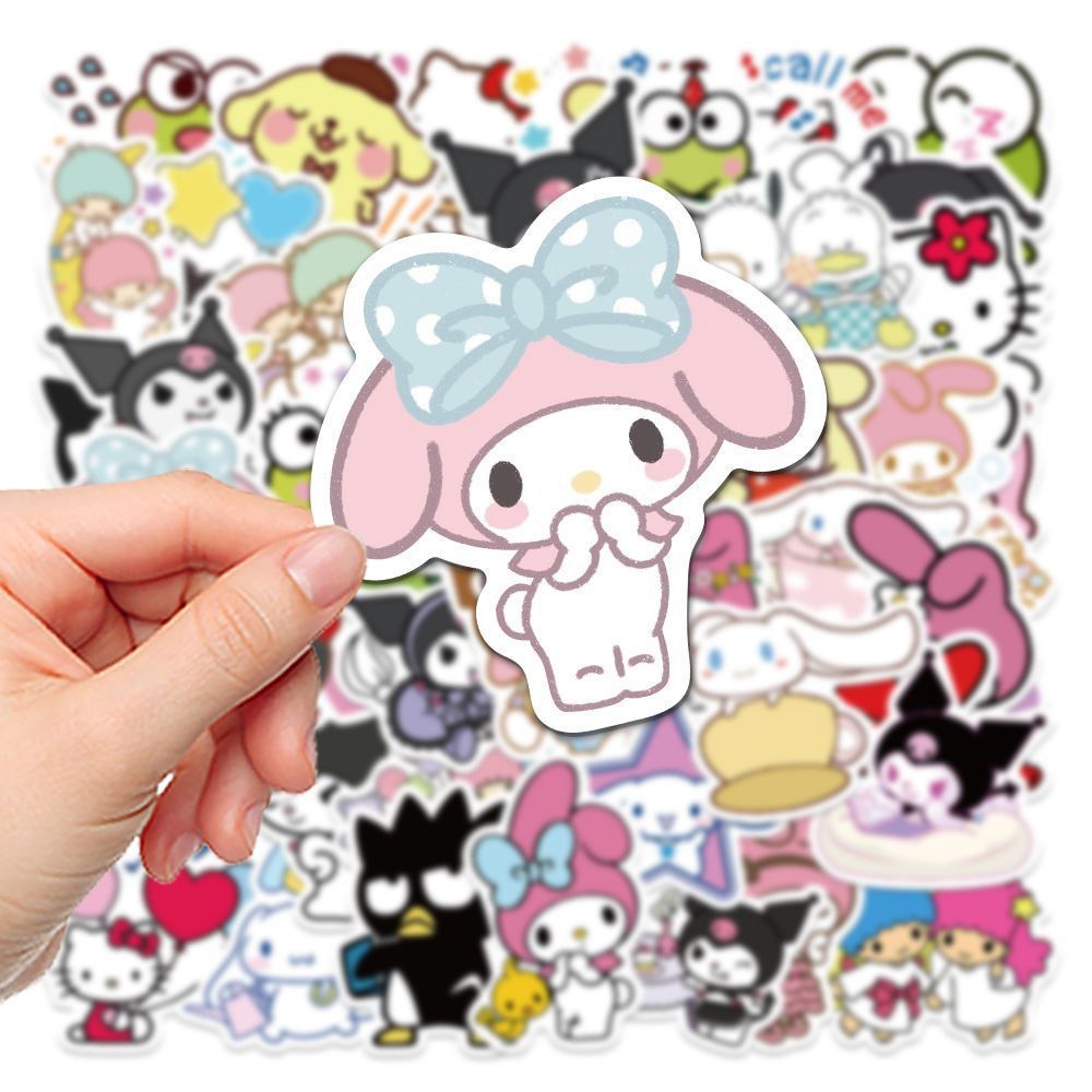 50 STKS Sanrio Serie Hello Kitty Kuromi Stickers Leuke multifunctionele stickers Waterdichte decoratieve koelkast Computerstickers