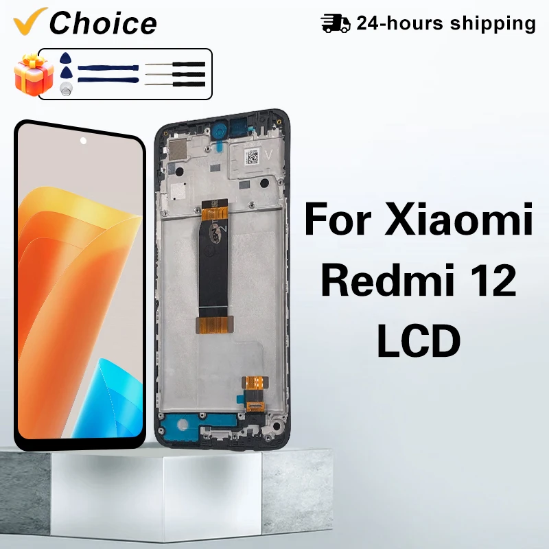 Chioce para Xiaomi Redmi 12 LCD 23053RN02I Panel táctil montaje de pantalla digitalizador para Redmi 12 pantalla 23053RN02Y piezas de repuesto
