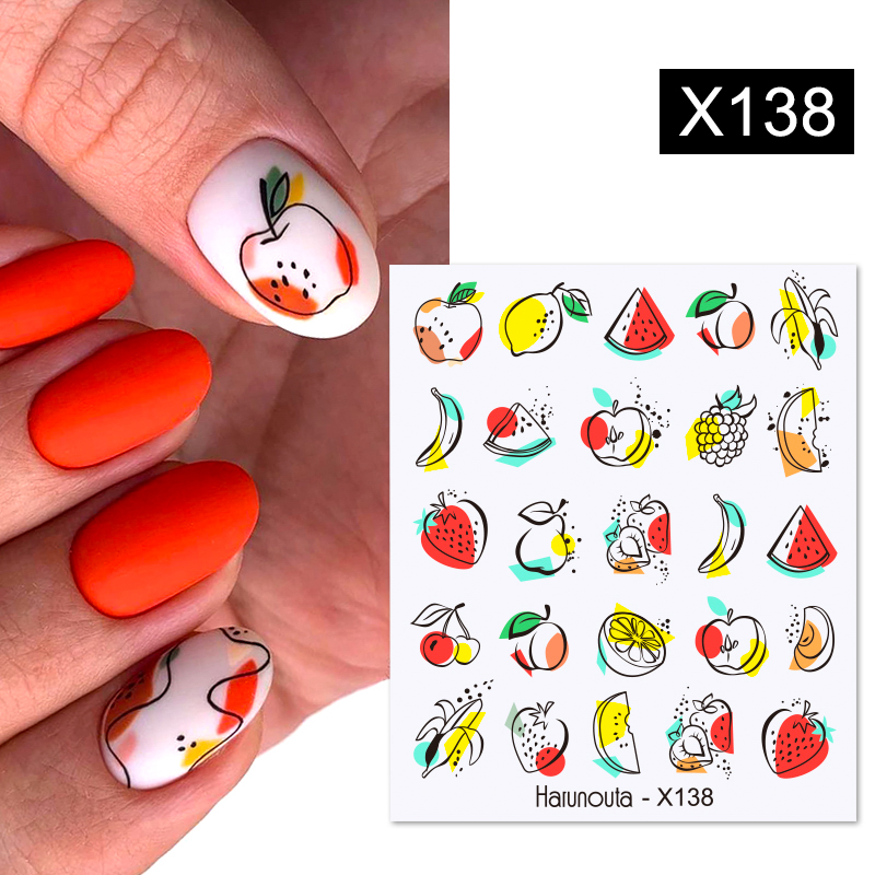 1 unidad de pegatinas de aguacate/sandía/naranja para uñas, calcomanías de transferencia de hojas de frutas de verano, deslizadores para uñas, decoración DIY, manicura