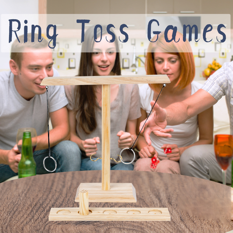 แหวน Toss เกมสําหรับผู้ใหญ่ตะขอและแหวนเกม Handmade ไม้ Toss เกมสําหรับผู้ใหญ่กลางแจ้งในร่มเกม Patio Decor YARD เกม
