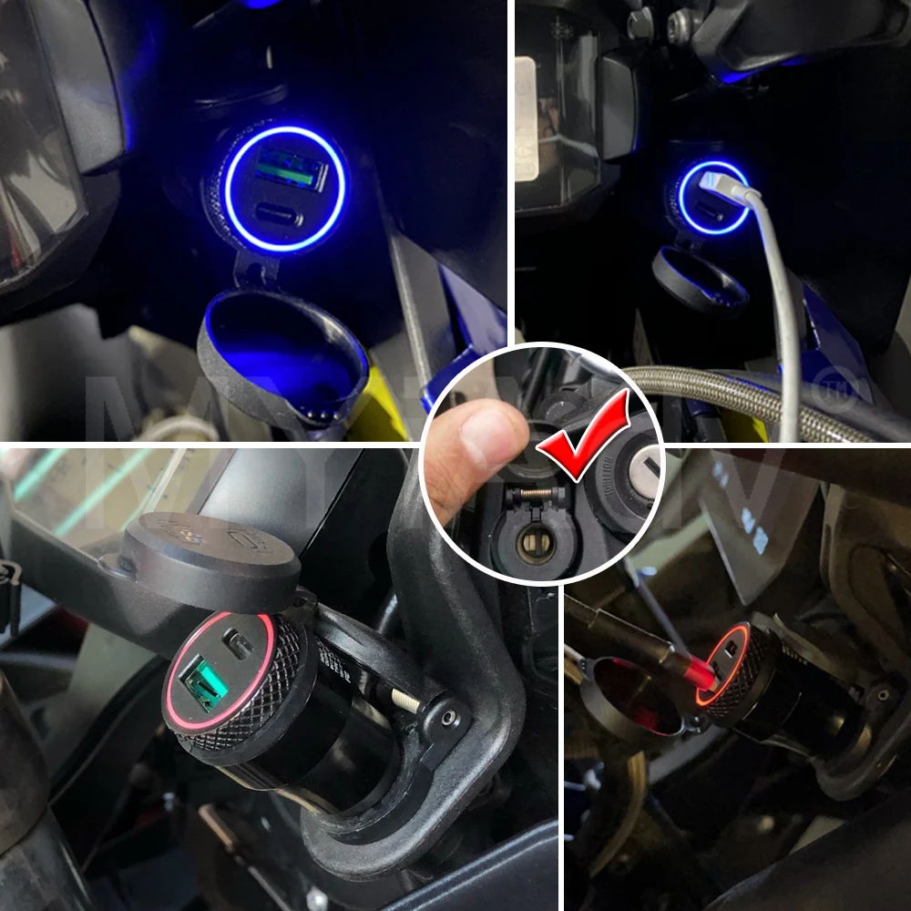R1250GS R1200GS Мотоциклетное быстрое зарядное устройство USB Разъем типа C Адаптер питания Hella DIN Вилка для BMW f 650 gs R 1200 1250 GS F800R