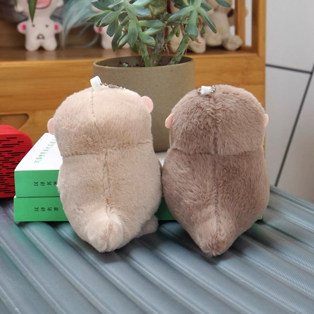 Lontras fofas segurando peixe boneca de pelúcia chaveiros leve pendurado pingente adereços para saco escolar chave carteira boneca brinquedo presentes 11cm