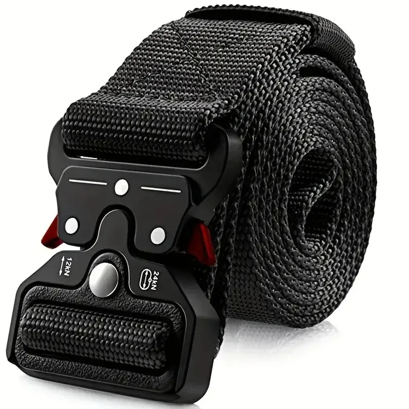 Cinturón de lona de alta calidad para hombre, cinturón multifuncional para exteriores, ropa deportiva diaria, pantalones vaqueros, cinturón táctico ajustable resistente ﻿
