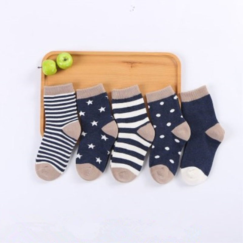 Calcetines tobilleros de dibujos animados para niños y niñas, medias suaves con puntos a rayas, para primavera y otoño, 5 pares