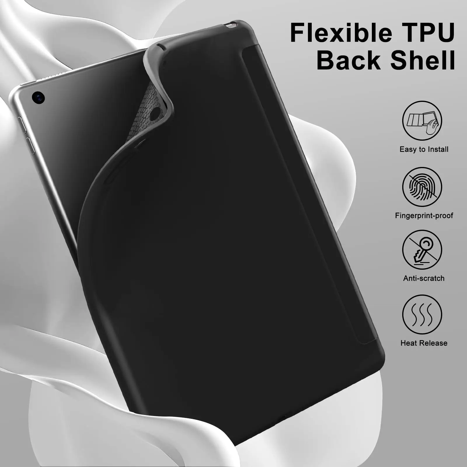 For Apple iPad 10.2 2019 2020 2021 7th 8th 9th Generation Magnetic Flip Smart Cover, Trifold Stand,Shockproof Soft Silicone Case