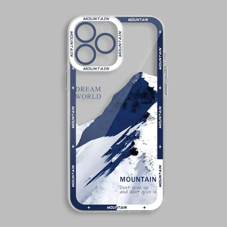 Casing ponsel gunung salju, untuk Apple iPhone 15 16 Pro XS Max 13 14 Plus XR SE 7 8 12 11 Pro plus Matte
