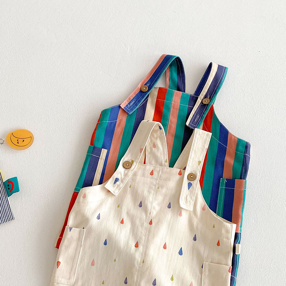 Ropa de verano para niños de 9M-5T, monos a rayas coloridas, monos con estampado de gotas de lluvia para niñas, traje para niños