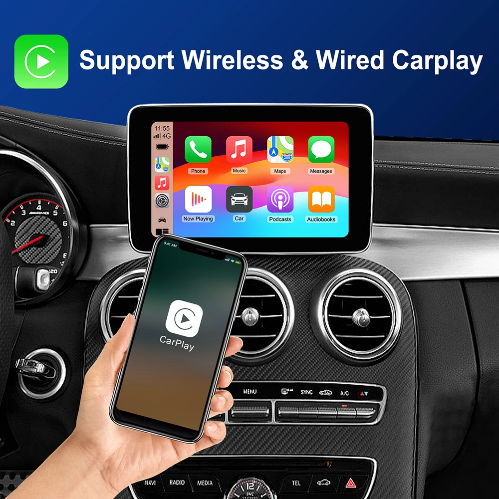 Draadloze Carplay Geschikt Voor Mercedes Benz A B C E CLA GLA GLK ML Sprinter NTG4.5 Becker Module Android Auto Navigatie