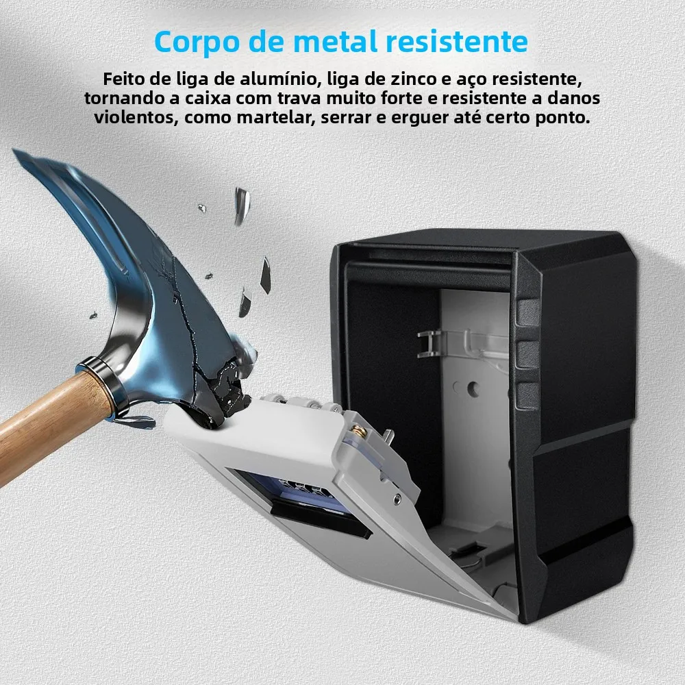 Awapow caixa de chave de senha de metal montada na parede 4 dígitos caixa de armazenamento de bloqueio de senha à prova d'água antirroubo caixa de chave segura de grande capacidade