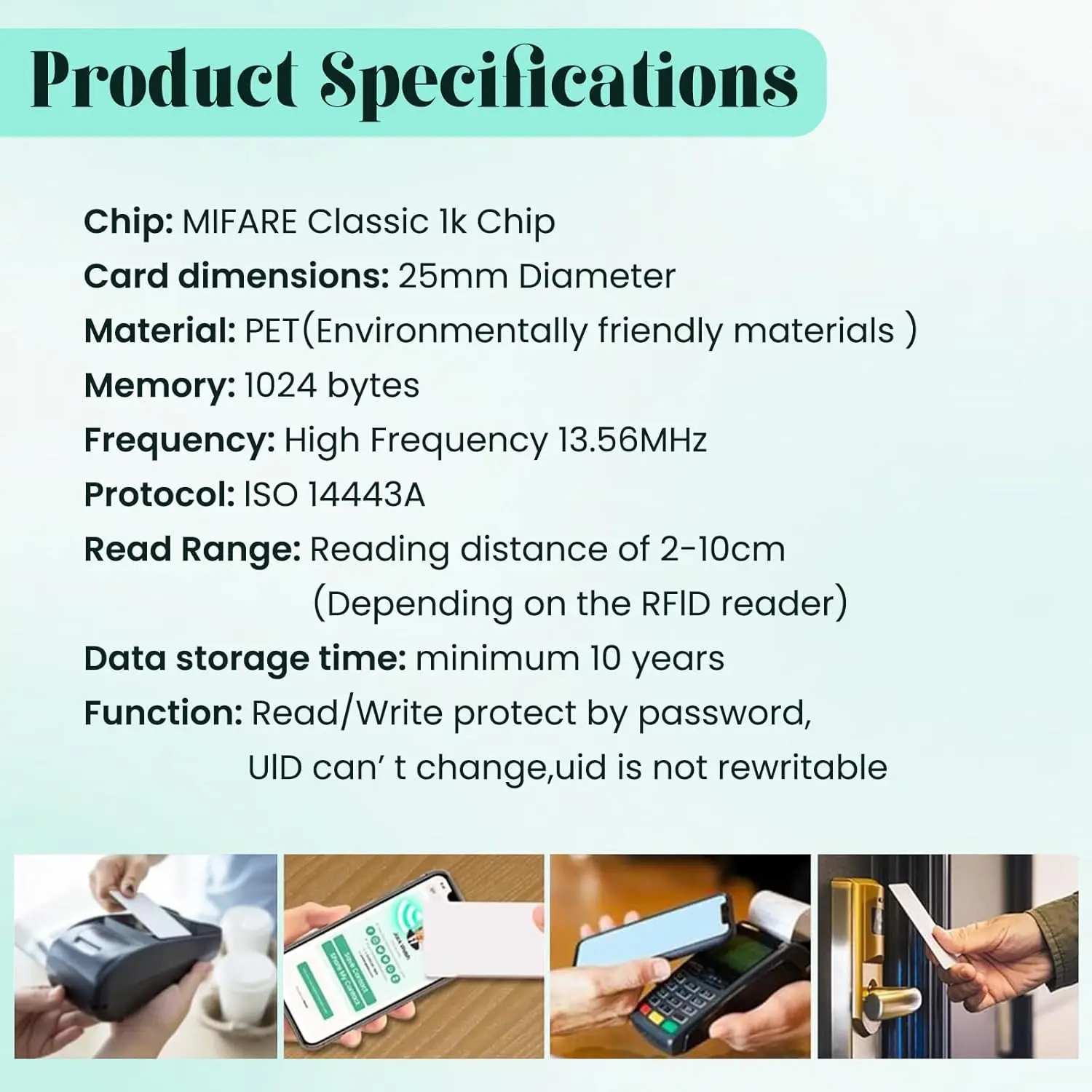 50 Uds F08 MIFARE etiquetas clásicas 1K pegatinas RFID etiquetas NFC, Smart Mifafre ISO 14443A 13,56 MHz Mifare 1K MF1 autoadhesivas