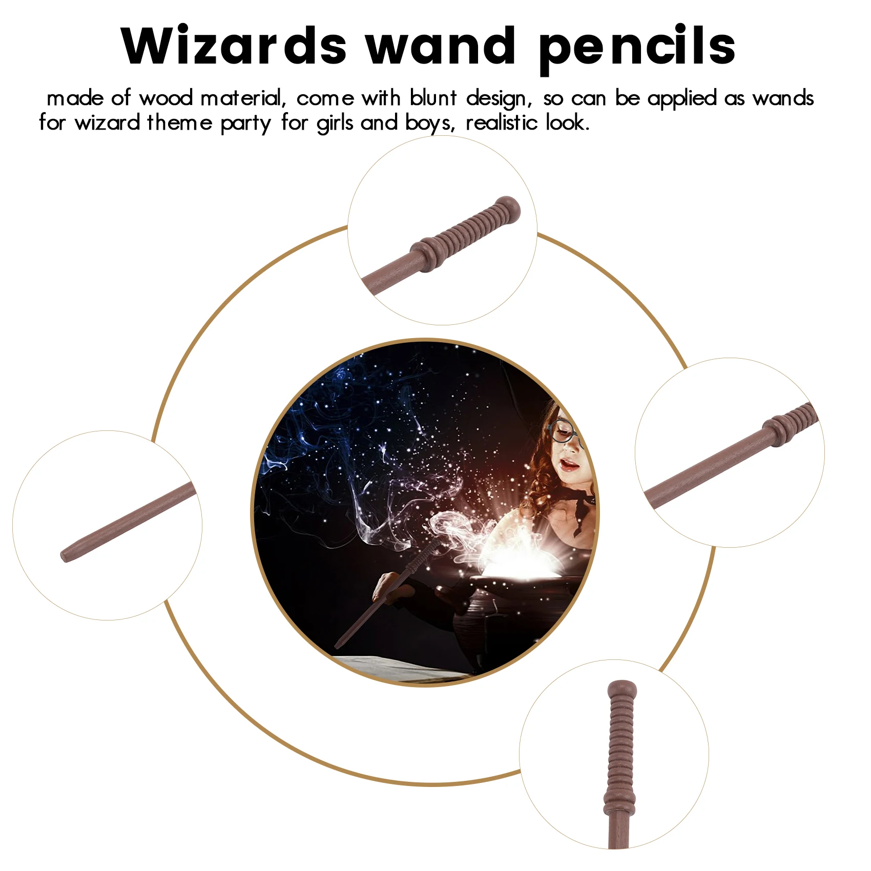 BABQ 72x Wizard Theme Party Favors Set Includes 24 Wand Pencils 24 Wizard Glasses with Round Frame No Lenses 24 Tattoos