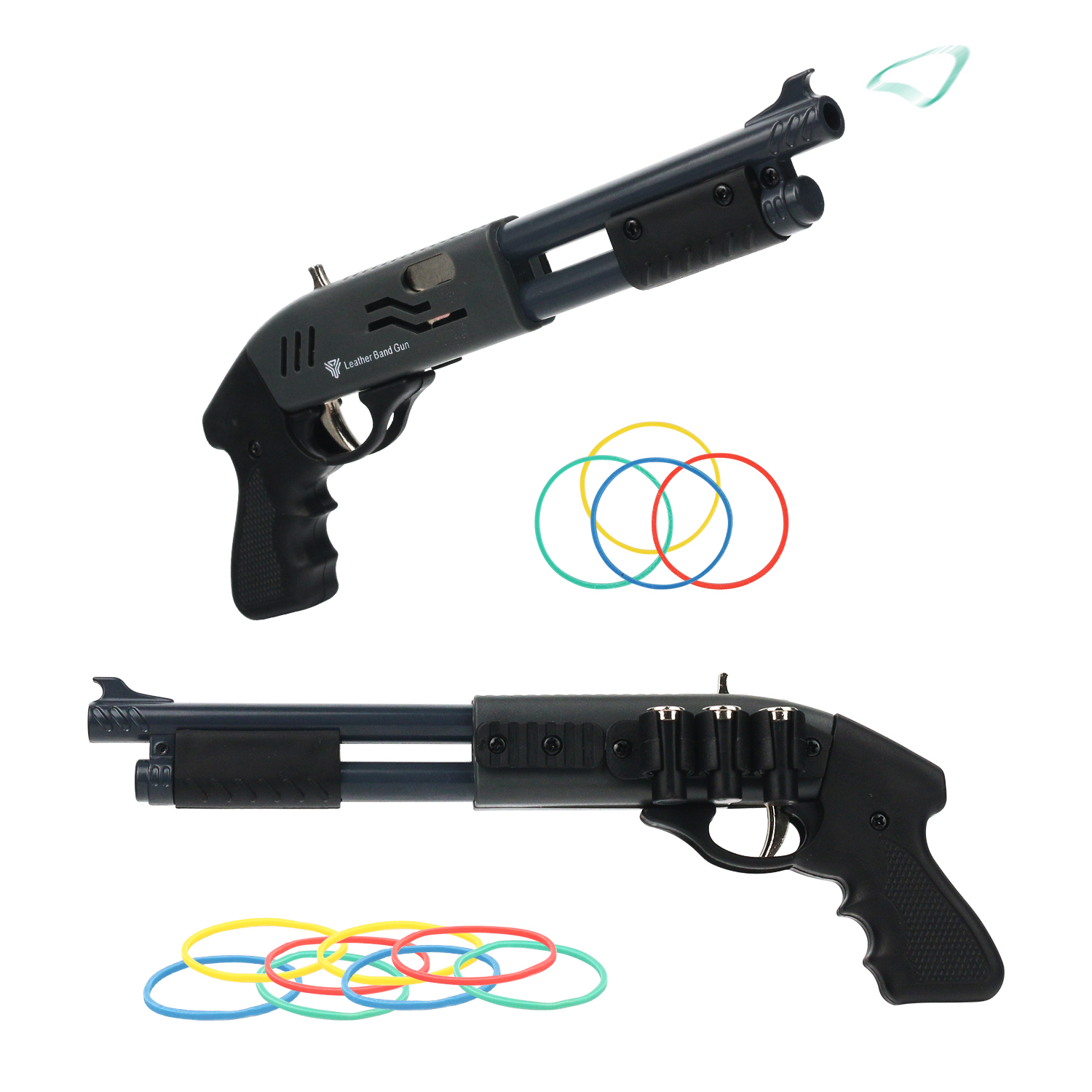Continuous firing alloy rubber band gun, mini metal gun model boy  toy (equipped with 30 rubber bands)