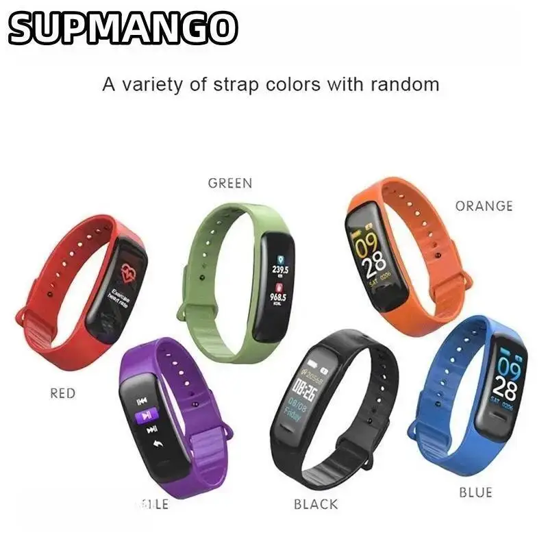 C1Plus スマートウォッチ男性女性 Bluetooth 歩数カウントスポーツブレスレットフィットネストラッカー心拍数血圧睡眠