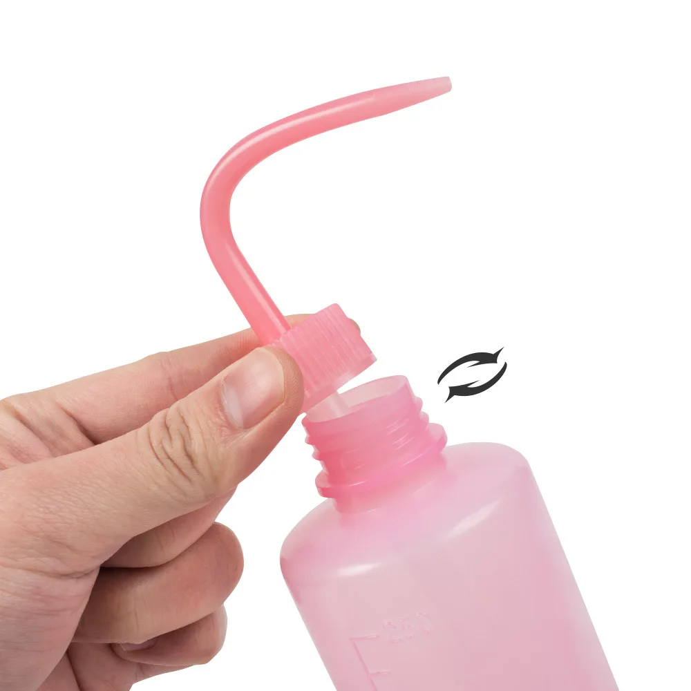 Botella de lavado para limpieza de pestañas, limpiador de boquilla curva, resistente al agua, removedor de cejas, herramienta de maquillaje para extensión de pestañas, 250/500ml