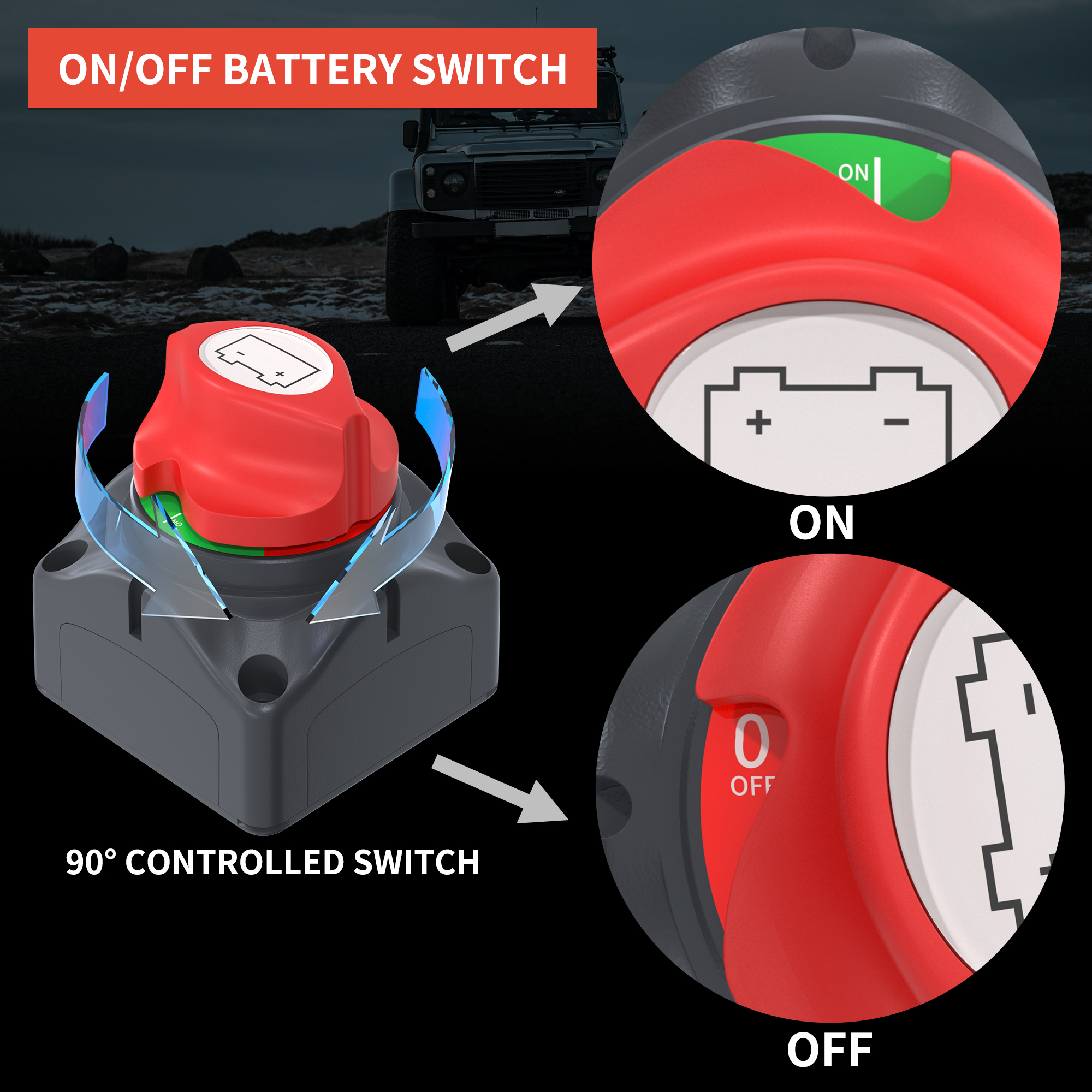 DaierTek Auto Batterij Disconnect Switch 48V 24V 12V Afgesneden 2 Positie 2 Pin M10 275A Batterij aansluiting Schakelaar Voor Marine Boot