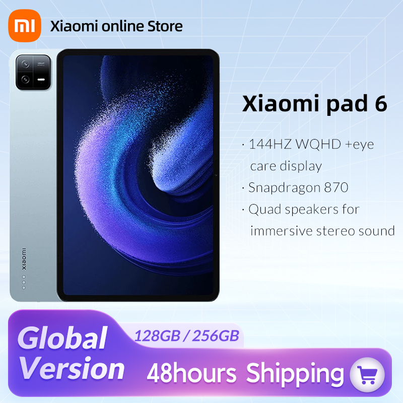 Global vesion Xiaomi Pad 6 Snapdragon 870 128GB/256GB ROM 144Hz WQHD + 11 "pantalla 8840mAh 33W tableta Android 13 de carga rápida