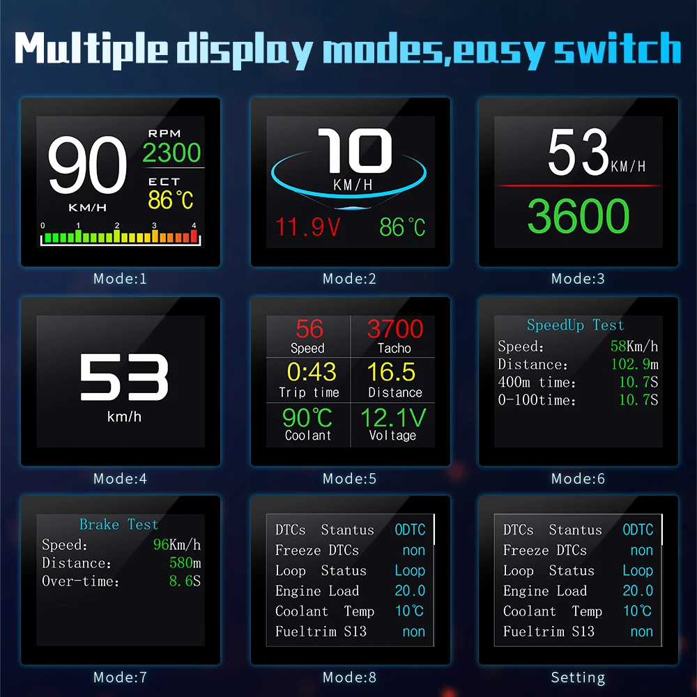 P10 Auto Digitale OBD2 Ingebouwde Diagnostische Head-up Display Rijcomputer Kilometerstand Snelheidsmeter Temperatuurmeter