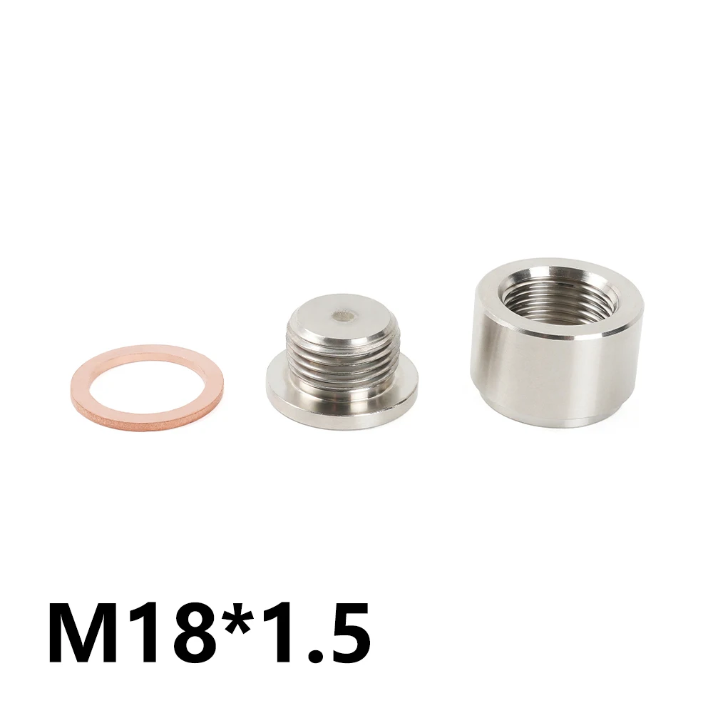 MUGE-Stainless Steel M18 x 1.5 O2 Oxygen Sensor Bung Mounting Bungs And Plugs Adapter With Notched Style Mounting Nut THB078