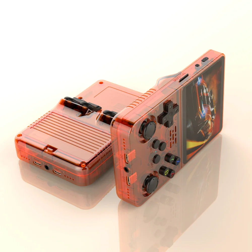 Consola de videojuegos R36S de código abierto de 128G, sistema Linux, pantalla IPS de 3,5 pulgadas, reproductor de vídeo portátil de bolsillo naranja, los mejores juegos 64GG
