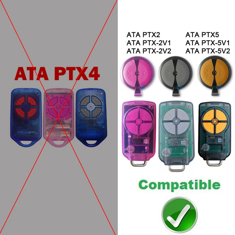 Para ATA PTX-5 PTX5v2 PTX5 PTX-5v1 PTX2 PTX-2v1 PTX2v2 TrioCode Control remoto de garaje/abridor de puerta de garaje 433,92 MHz código rodante