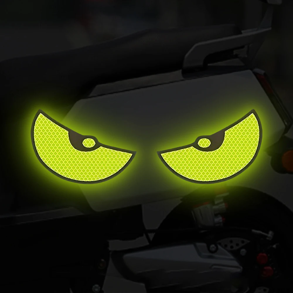 2 sztuki / zestaw odblaskowych naklejek samochodowych Kask motocyklowy Popraw widoczność i bezpieczeństwo swojego pojazdu za pomocą naklejek Devil Eye