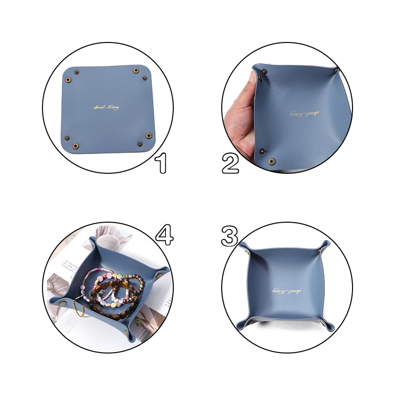 1 ชิ้น Nordic PU หนังกล่องเก็บเดสก์ท็อปถาดเครื่องประดับเครื่องสําอางค์ Key Stuff ตะกร้าเก็บพับตาราง Organizer Case