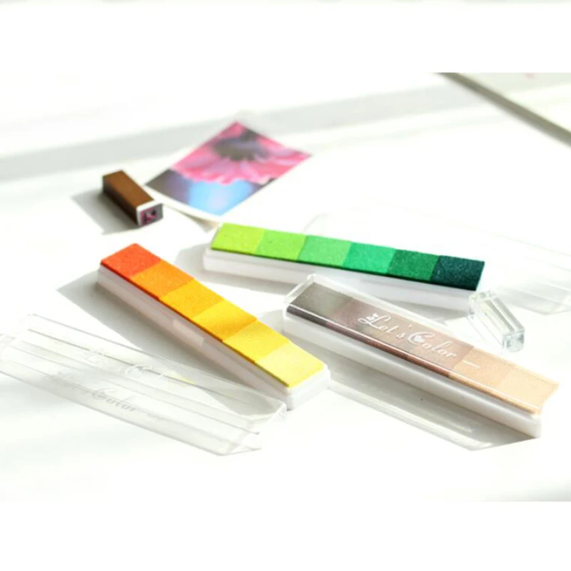 ปลอดสารพิษ Gradient Inkpad Craft น้ำมันตาม DIY Ink สำหรับยางแสตมป์ผ้าสมุดภาพของตกแต่งงานแต่งงานลายนิ้วมือแสตมป์ Pad