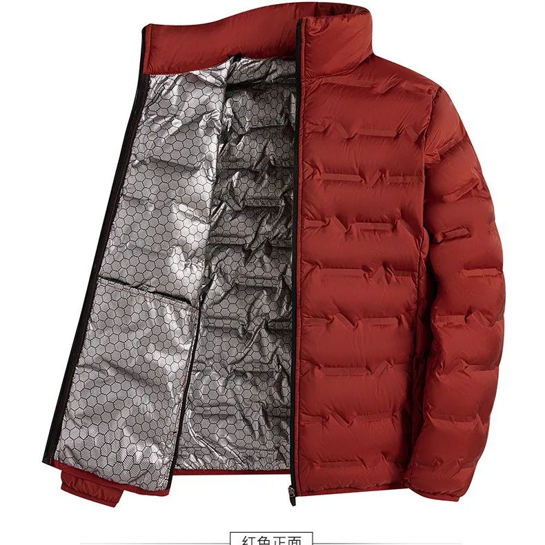 Männer Einfarbig Stehkragen Lange Sleeve Zipper Casual Trendy Gans Unten Mäntel Winter Neue Mode Männlichen Einfache Grundlegende Cothes top