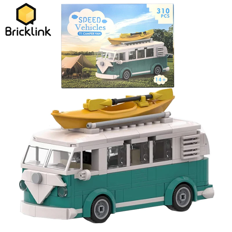 Bricklink MOC 10220 ICONS Технический автомобиль VW T1 Camper Van City Camp Truck Креативные наборы с коробкой Строительные блоки Детские игрушки в подарок