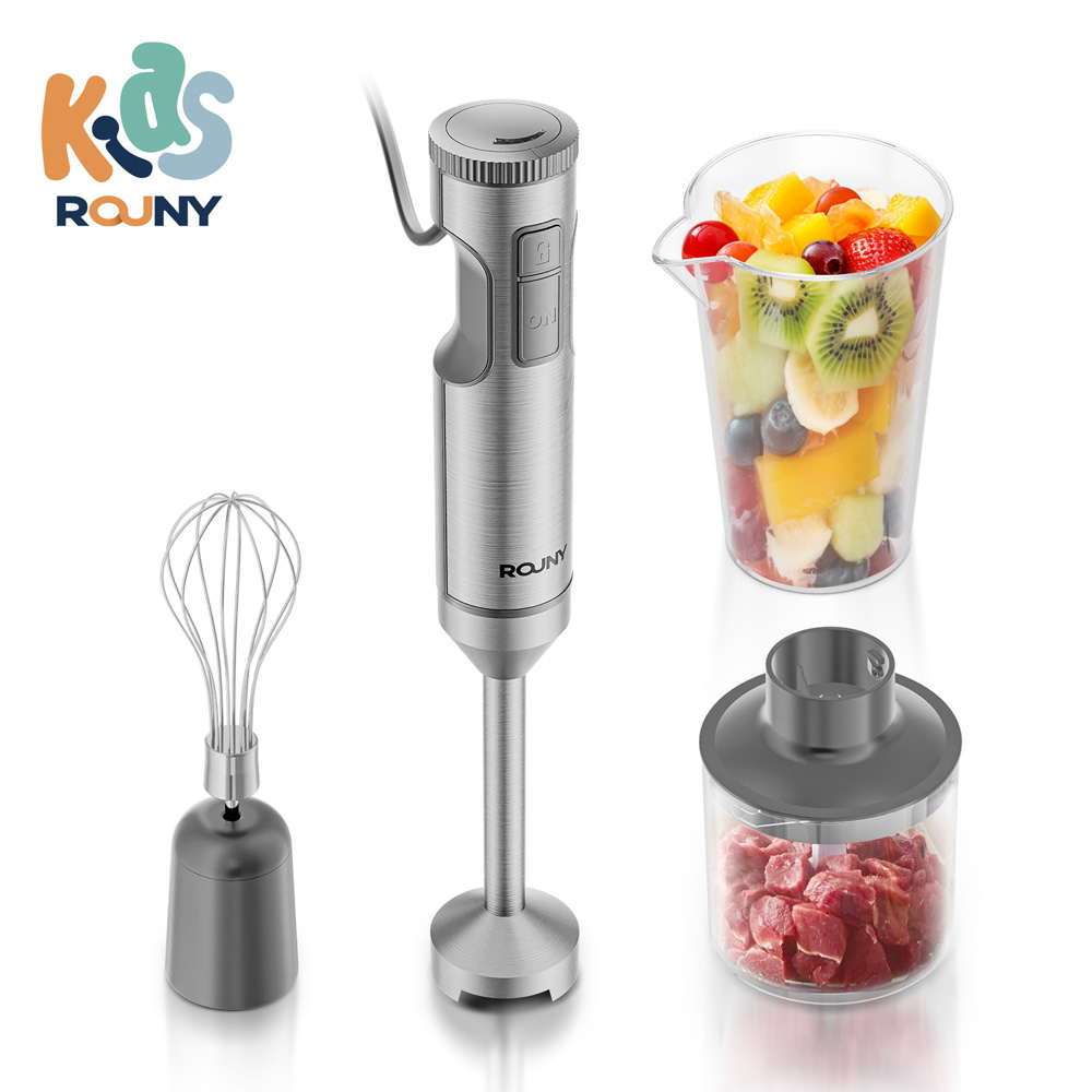 4-in-1-Handmixer, Babynahrungsmixer mit Sicherheitsverschluss, Edelstahlklinge, max. 1200 W