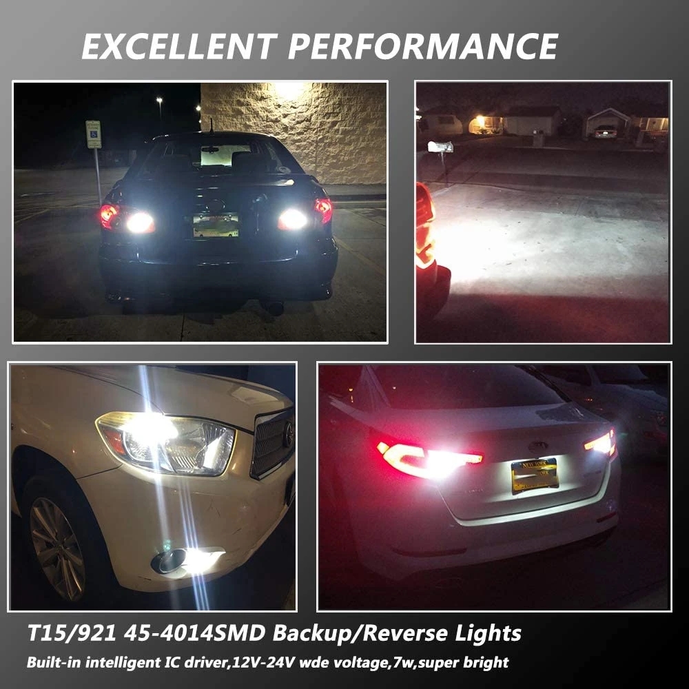 2 pçs t15 w16w 921 912 t16 902 lâmpadas led de alta potência 45 pçs 4014smd super brilhante 1200lm substituir para luz invertendo carro branco
