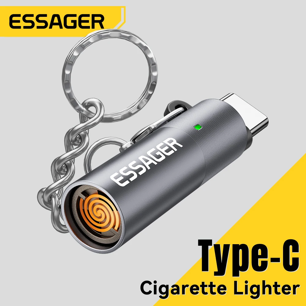 Essager USB-C Mini encendedor de alambre de tungsteno, seguridad para encendido para viajes aéreos, sin llama, apagado automático, encendedor de cigarrillos Typec