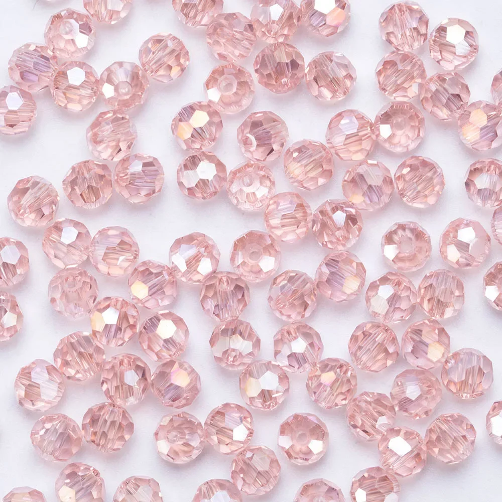 Cuentas de cristal redondas de 3 4 6 8mm facetadas de colores espaciador suelto para joyería costura pulsera collar bricolaje