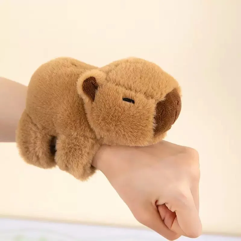 Mooie Capybara Animal Slap Snap Wrap Polsbandje Armband Pluche Knuffeldier Kawaii Capybara Hand Ring Polsbandje Kid Grappig Speelgoed