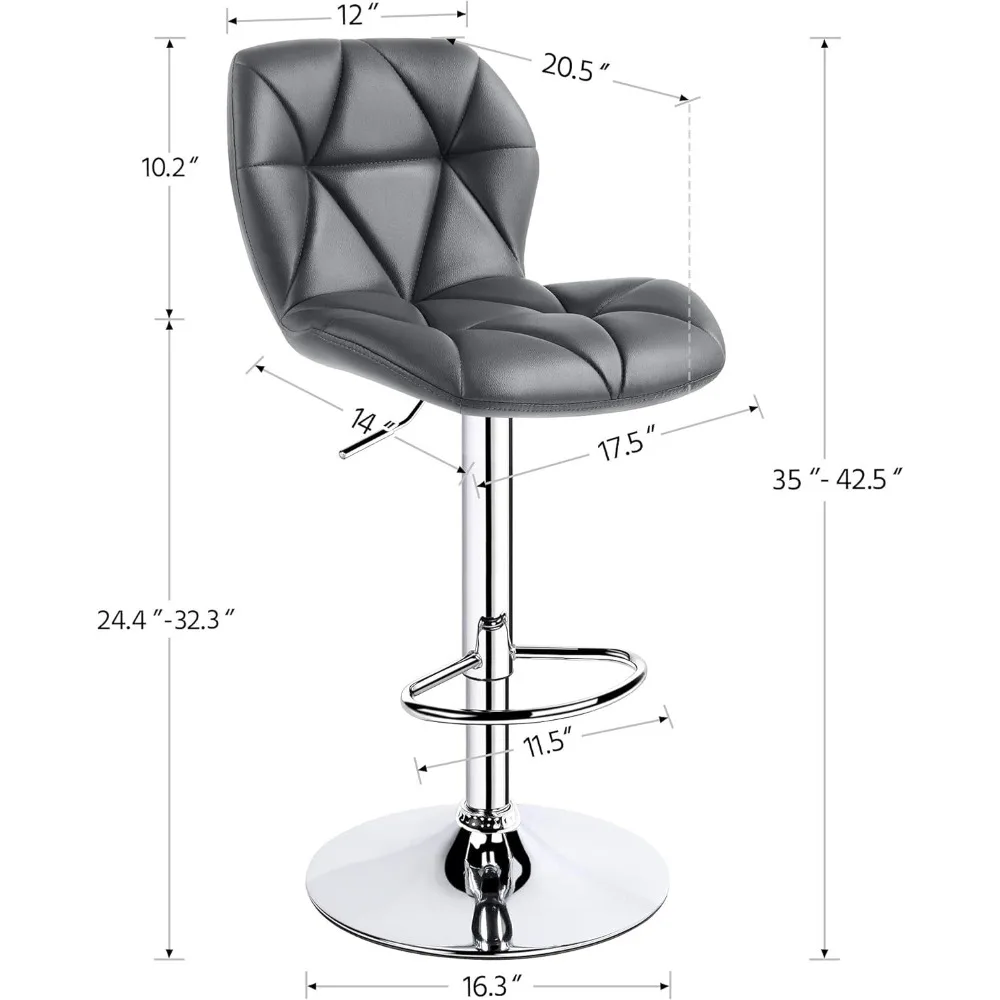 Bar Stools Set of 4, PU Leather Swivel Barstools, Modern Counter Stools with Back and Footrest, Counter Height Barstools