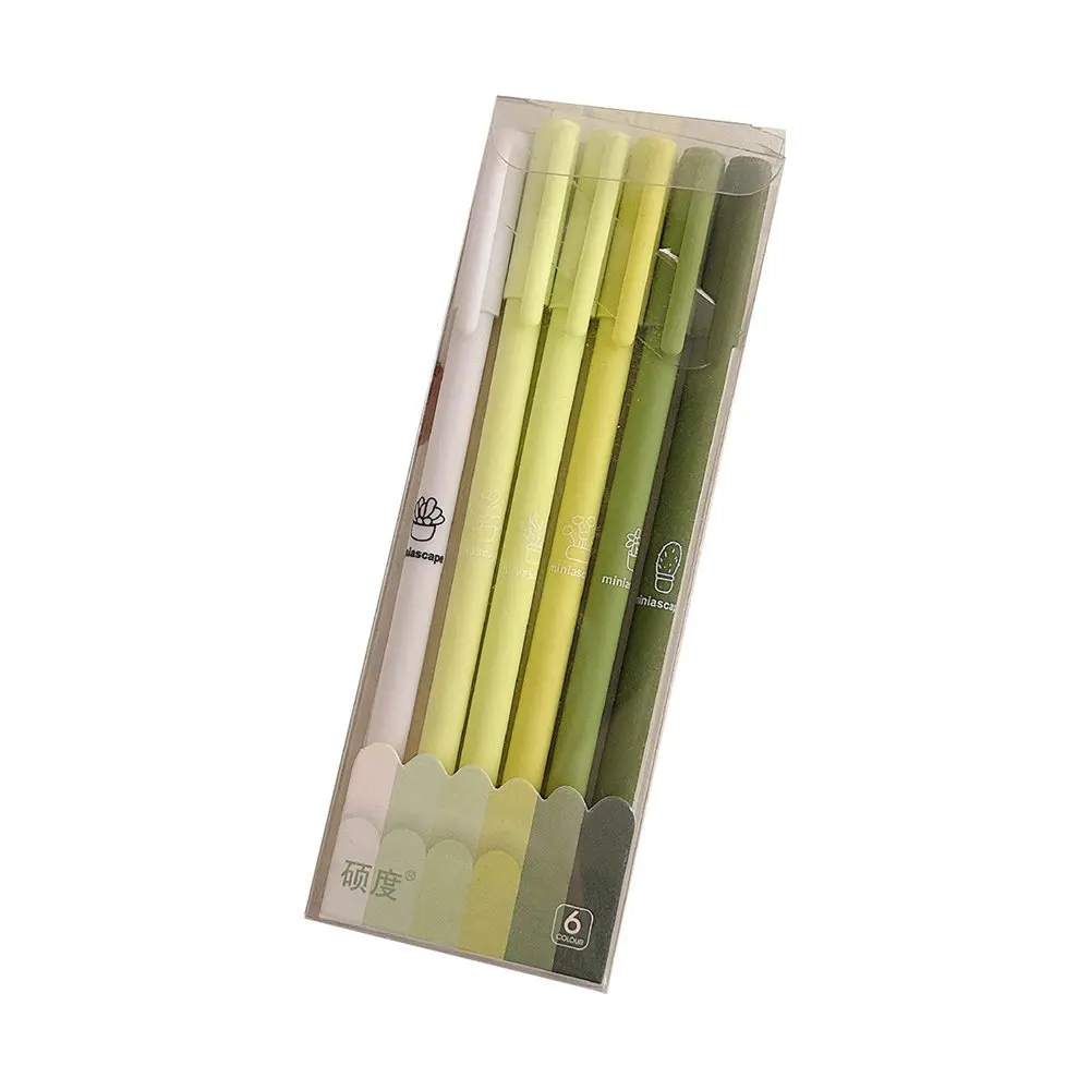 Morandi Color Box Pen ปากกาเจลสีดําชุดกล่อง 6 เครื่องเขียนนักเรียนปากกาคาร์บอน