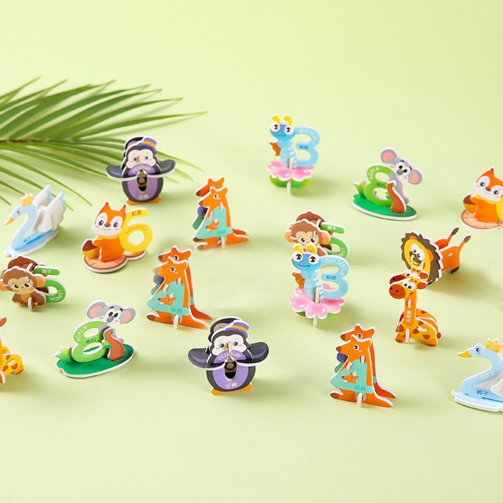 子供のための漫画の昆虫の組み立てモデル,3Dミニ動物の紙のパズル,教育玩具,DIYギフト,30個