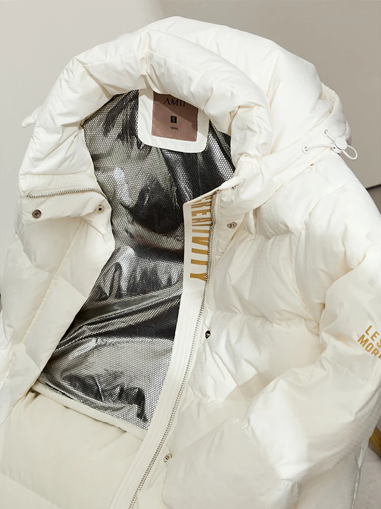 Женское пальто на хлопковом наполнителе с принтом букв AMII, новинка 2023, теплое пальто с отворотом, модная зимняя верхняя одежда с капюшоном, 12344191