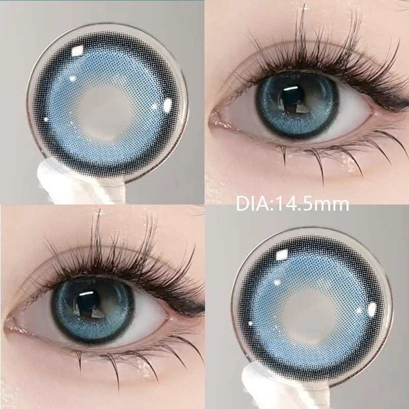 YIMEIXI 2Pcs New Pattern Color Colored Contact Soft Circular Lenses Beauty Pupil Blue Series Eyes Makeup Blue High Quality