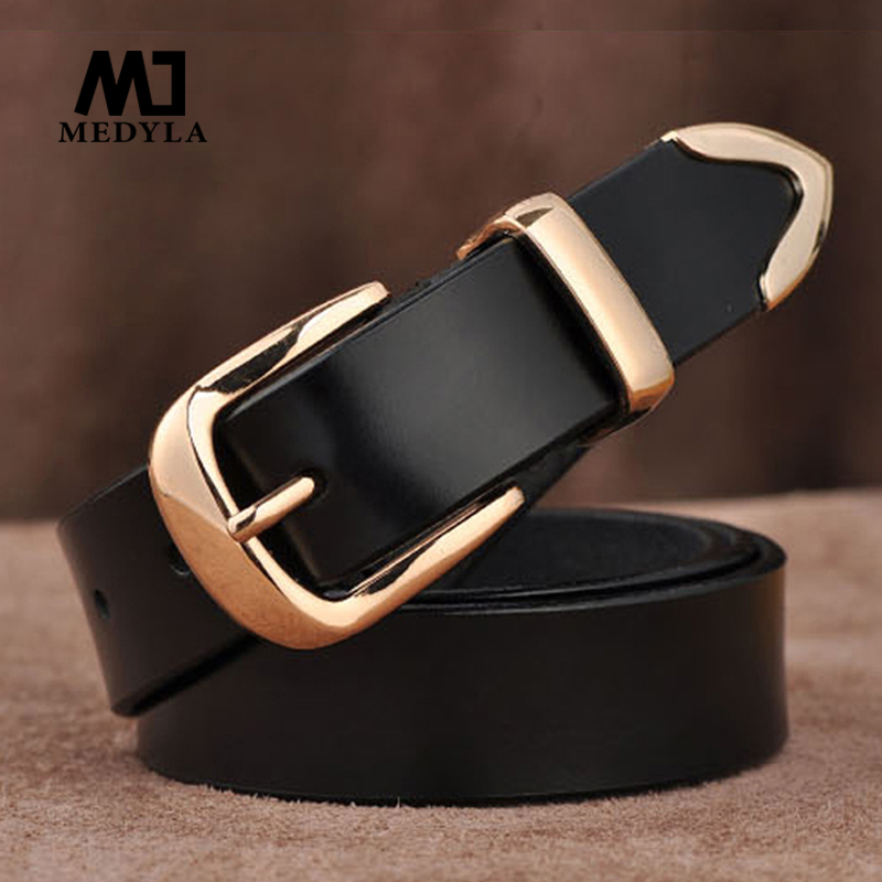 Medyla cinta feminina casual todos os jogos feminino breve cinto de couro genuíno cinta feminina cor pura cintos de alta qualidade jeans cinto l27
