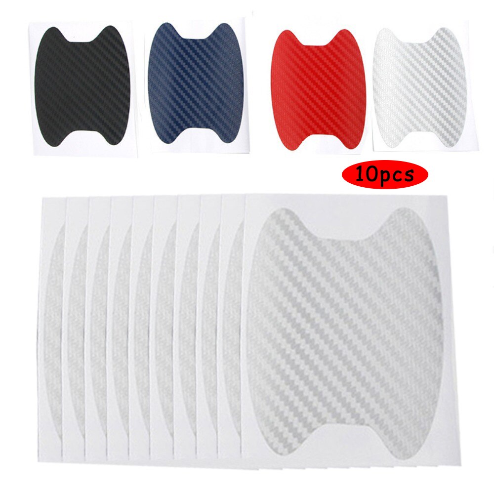 10ピース/ロットユニバーサルハンドルステッカー車のドアハンドルバンパーステッカー紙保護フィルムカーボンファイバーハンドル手首バンパーステッカー