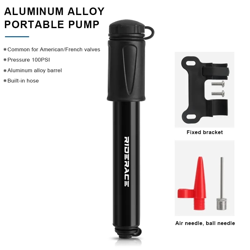 ライダーエースバイクポンプポータブルミニサイクリングハンドエアポンプ高圧ボールmtbロード自転車タイヤインフレーターシュレーダープレスタバルブ