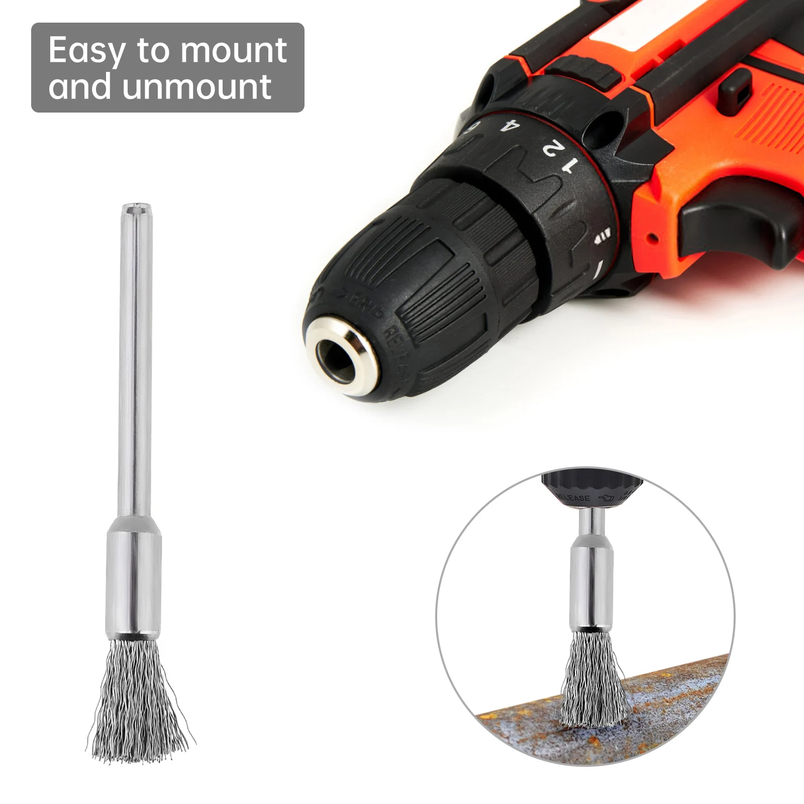 Mini Stainless Steel Wire Brush with Handle for Rotary Tool Polishing Brush Grinding Welding Stain Rust Cleaning Tool