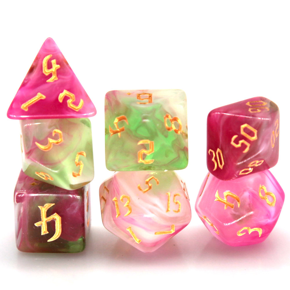 7 stks/set Acryl Polyhedrale Blend Kleur DND Spel Dobbelstenen Nummer Decoraties TRPG Games Bordspellen Entertainment Speelgoed