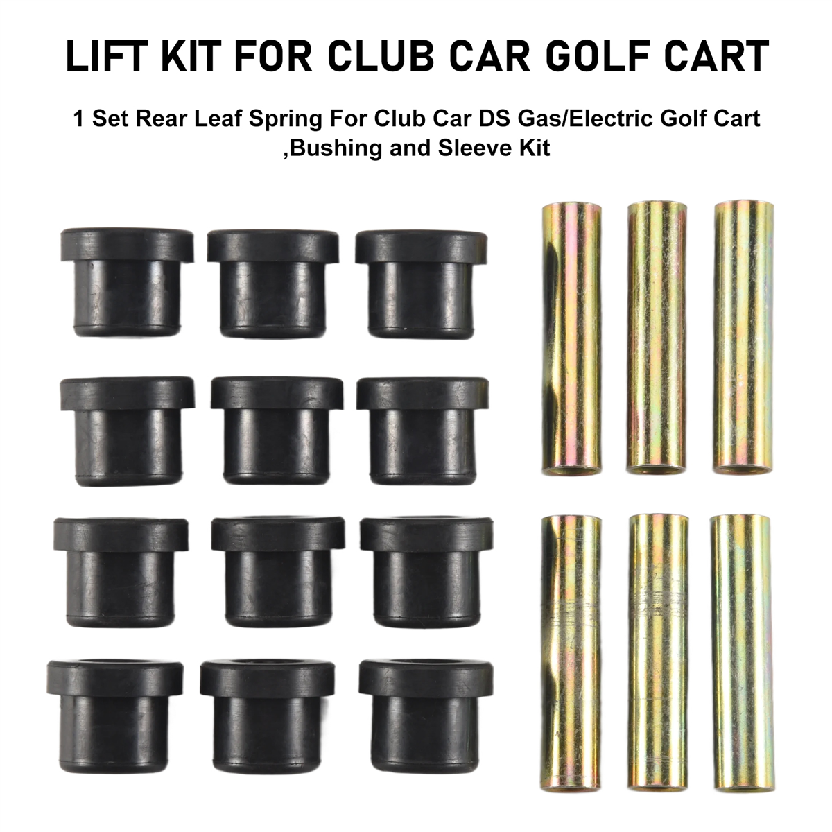 BABQ 1 Set Rear Leaf Spring for Club Car DS Gas Electric Golf Cart Bushing and Sleeve Kit, 1015583 1012303 1992 Up
